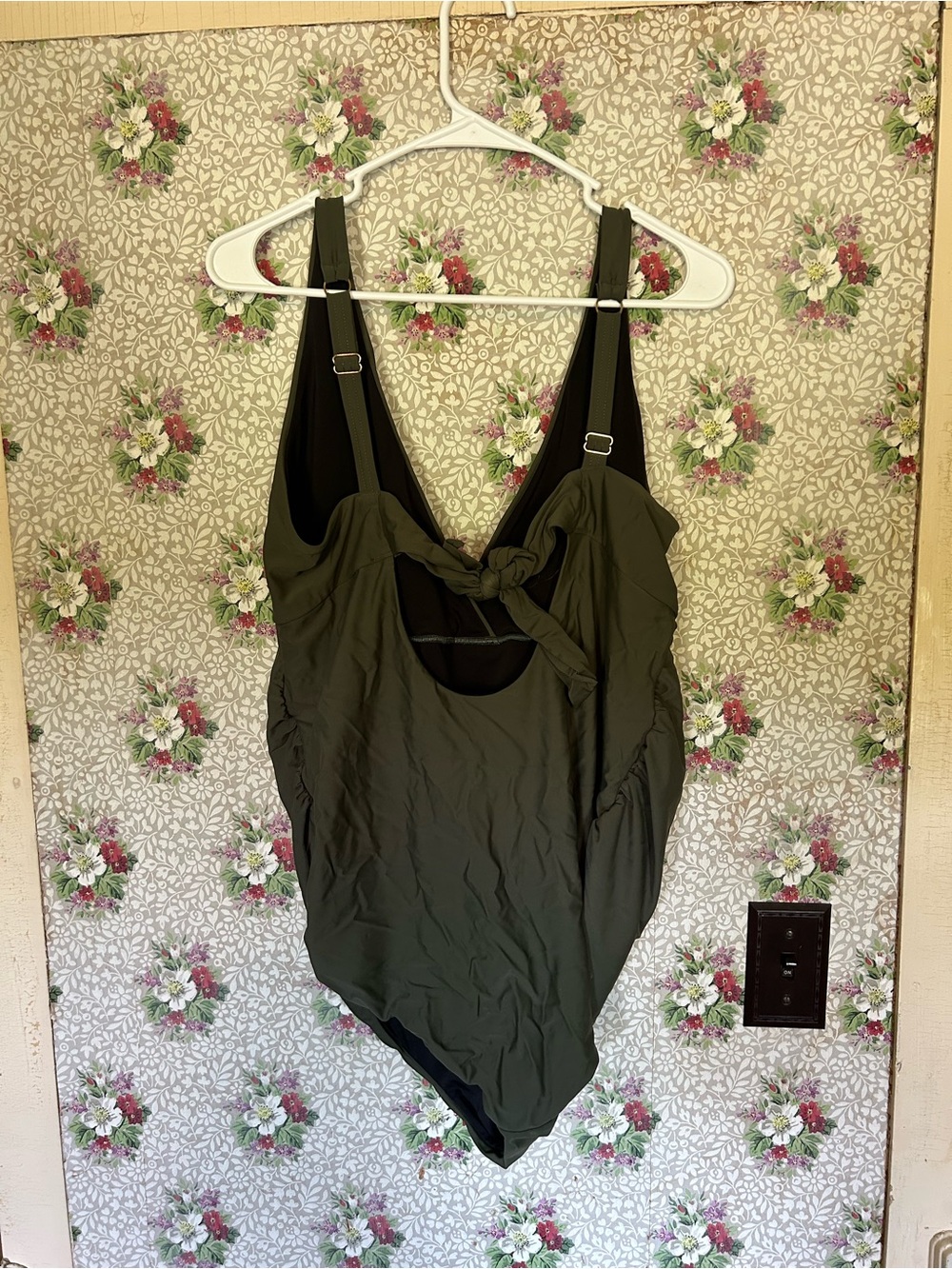 Seraphine Maternity Olive Green V-Neck One-Piece - Picture 2 of 2